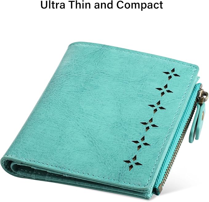 Lavemi Ultra Thin Small Compact Leather Womens Girls Wallets RFID Blocking Credit Card Holder for Women