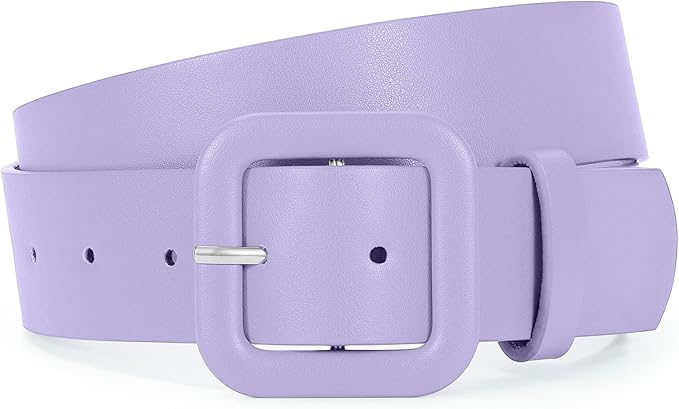 WHIPPY Women Leather Belt Candy Color Fashion Square Buckle Belt Ladies Belt for Jeans Pants Dresses