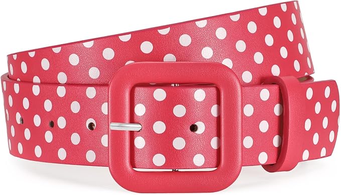 WHIPPY Women Leather Belt Candy Color Fashion Square Buckle Belt Ladies Belt for Jeans Pants Dresses
