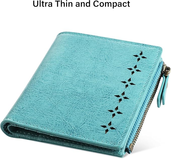 Lavemi Ultra Thin Small Compact Leather Womens Girls Wallets RFID Blocking Credit Card Holder for Women