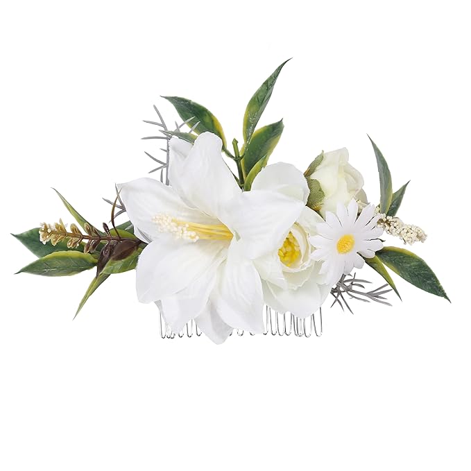 Flower Hair Clip for Women - Elegant Hair Accessory for Wedding, Party & Daily Wear (Ivory White)