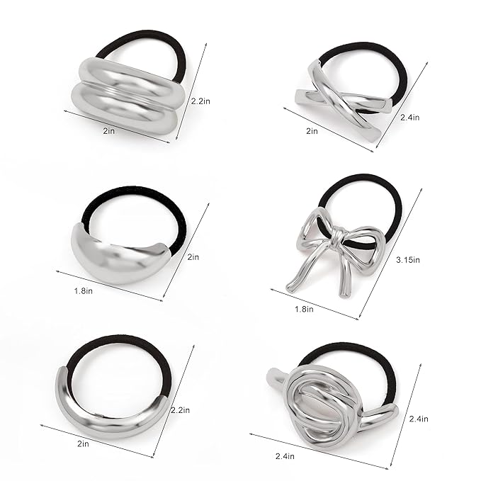 Hair Ties for Women, Sliver Metal Hair Cuffs Hair Accessories Elastic Hair Ties Ponytail Cuff Hair Bands for Both Thick Hair and Thin Hair