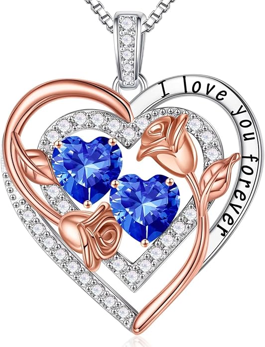 Iefil Mothers Day Gifts for Wife - Sterling Silver Birthstone Necklace Birthday Gifts for Her Wife