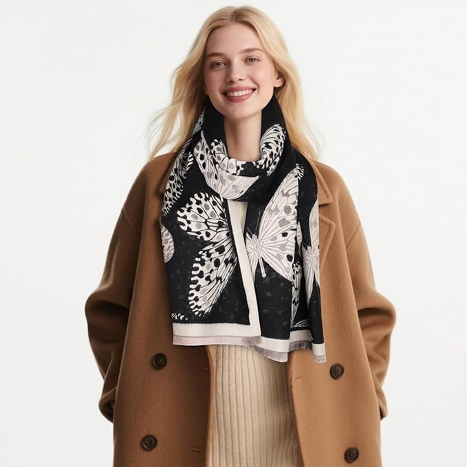 EXTREE Scarfs for Women Pashmina Silky Shawl Wrap for Evening Dressing Blanket Open Front Poncho Cape