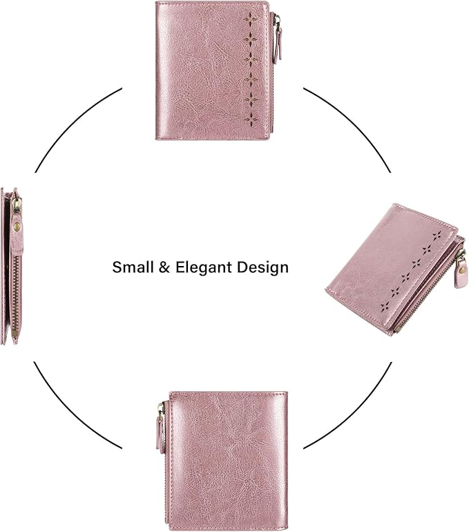 Lavemi Ultra Thin Small Compact Leather Womens Girls Wallets RFID Blocking Credit Card Holder for Women