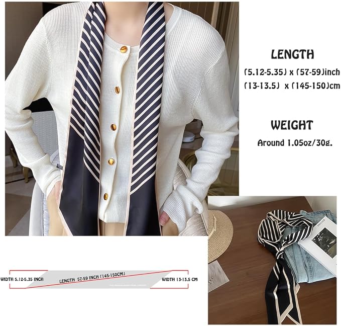 Livrerpi Silk Feeling Head Scarf Fashion Satin Hair Scarf Square Long Scarves for Women Gifts