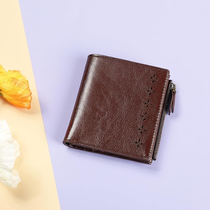 Lavemi Ultra Thin Small Compact Leather Womens Girls Wallets RFID Blocking Credit Card Holder for Women