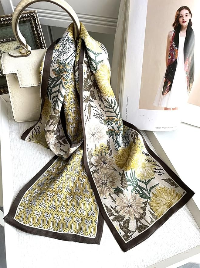 100% Mulberry Silk Ribbon Scarf for Hair Beach Head Wraps for Women Handbag accessories Necktie