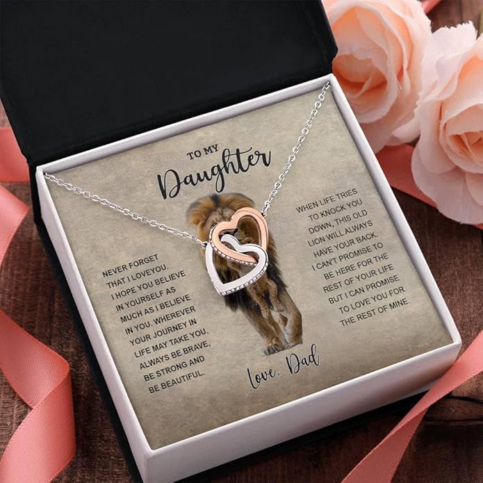 VIRAGIL To My Daughter Gift Necklace From Dad or Mom - Badass Daughter Jewelry With Heartfelt Message & Elegant Box