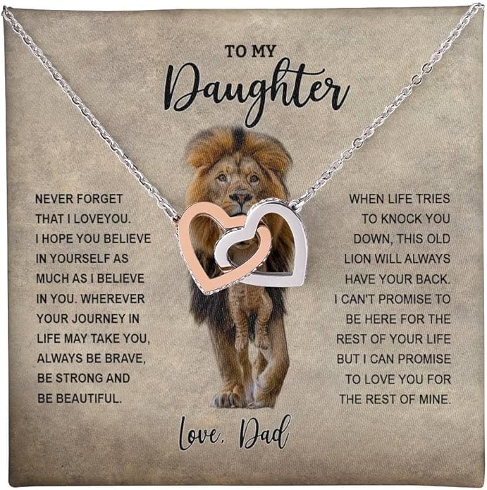 VIRAGIL To My Daughter Gift Necklace From Dad or Mom - Badass Daughter Jewelry With Heartfelt Message & Elegant Box