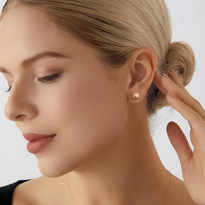 FAMARINE Dot Earrings Gold Silver Stud Earrings for Women Flat Round Earring Minimalist Earring