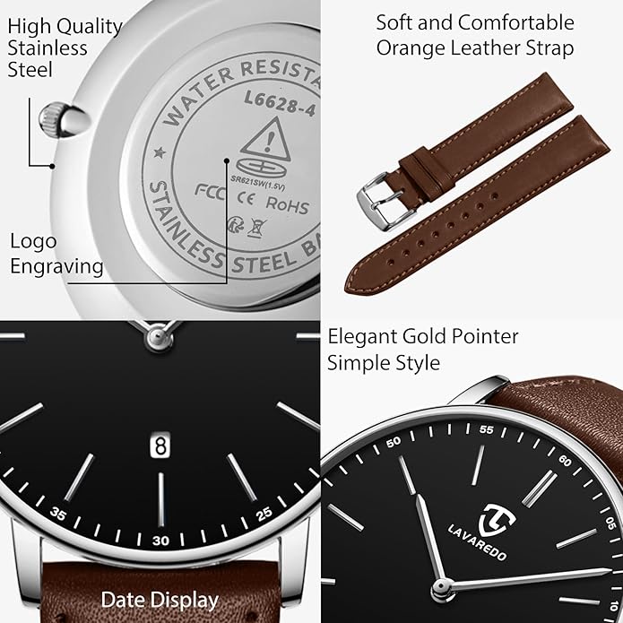 BEN NEVIS Watch, Mens Watch, Minimalist Fashion Simple Wrist Watch Analog Date with Leather Strap