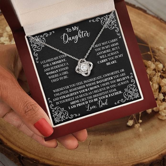 VIRAGIL To My Daughter Gift Necklace From Dad or Mom - Badass Daughter Jewelry With Heartfelt Message & Elegant Box