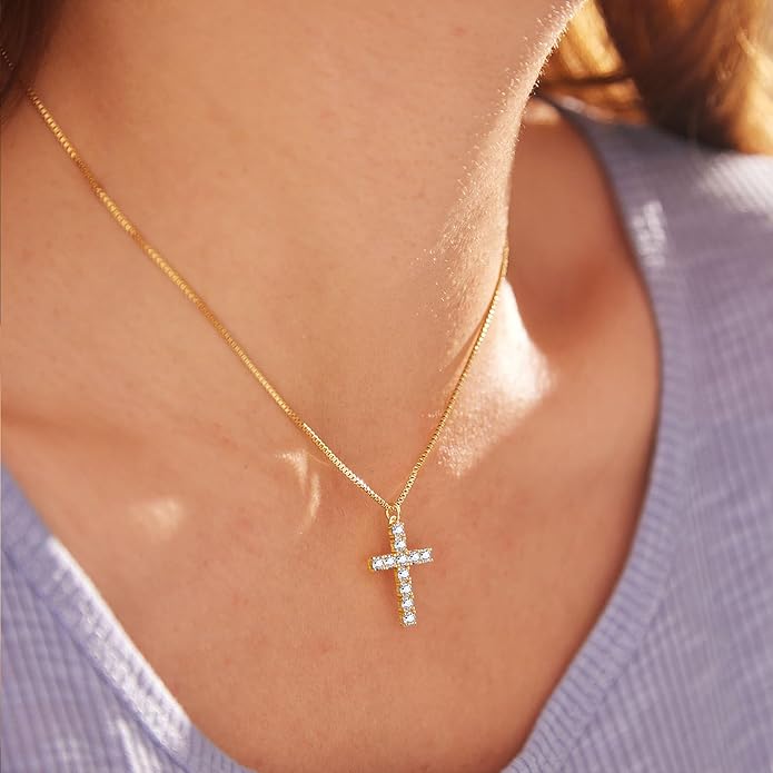 Infinity Cross Necklace for Women, Unique Trendy Fahion Cross Jewelry Gifts, Non Tarnish & Waterproof Dainty Simple Gold Cross Pendant, Christian Religious Easter Faith Accessories Jewelry Gifts