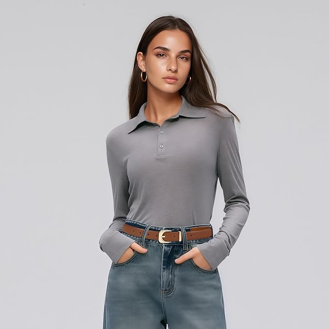 Earnda Belts for Women Faux Leather Waist Belt with Gold/Silver Buckle Casual Jeans Pants Dresses
