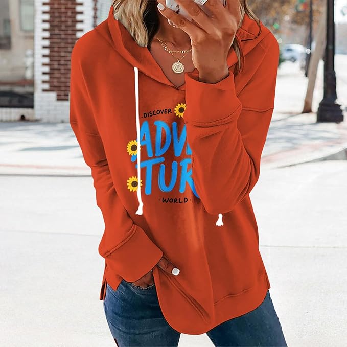 Women's Brown Mandala Print Hoodie Long Sleeve Loose Fit Pullover Sweatshirt With Drawstring For Fall Winter