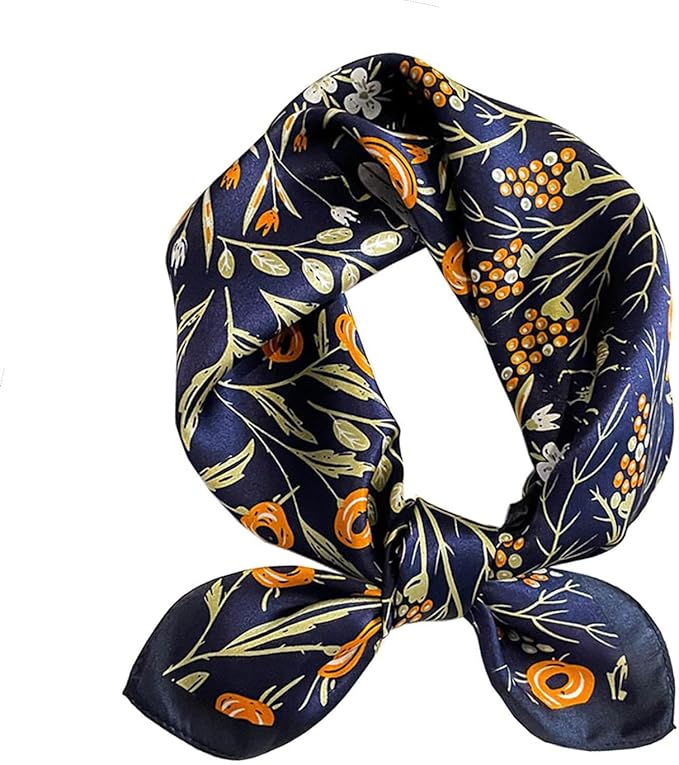 ANDANTINO 100% Real Mulberry Silk Scarf -21'' x 21''- Lightweight Neckerchief –Women Men Small Square Digital Printed Scarves