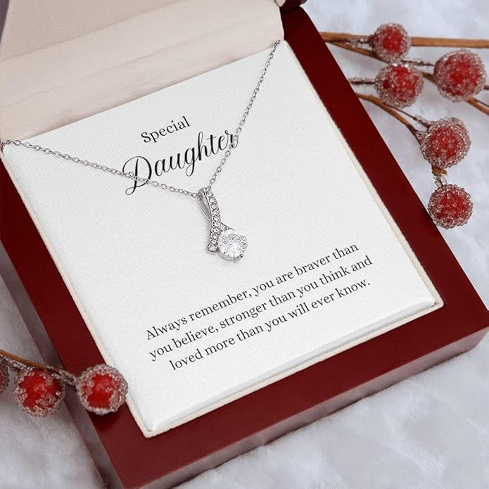 VIRAGIL To My Daughter Gift Necklace From Dad or Mom - Badass Daughter Jewelry With Heartfelt Message & Elegant Box