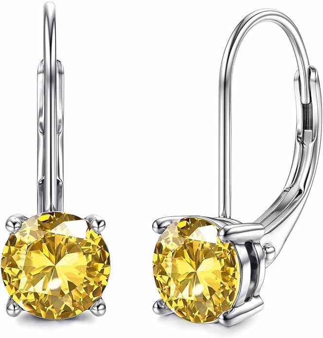 Moissanite Earrings,1.0ct-2.0ct D Color Brilliant Round Cut Earring 18K White Gold Plated Sterling Silver Dangle Earrings Moissanite Leverback Drop Earring s