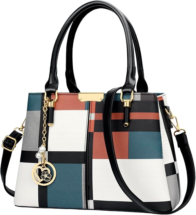KKXIU 3 Zippered Compartments Purses and Handbags for Women Top Handle Satchel Shoulder Ladies Bags