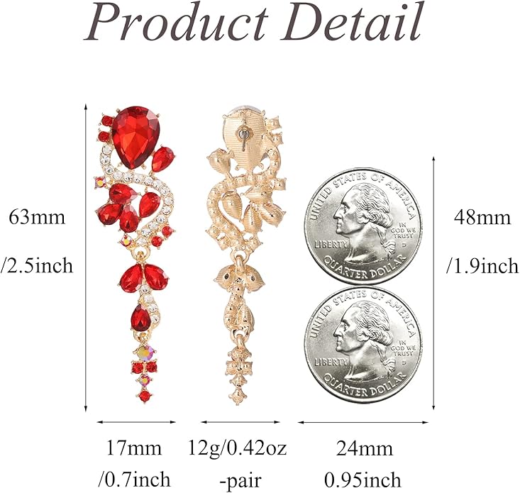 Fashion Rhinestone Statement Drop Dangle Earrings Long Colorful Crystal Bridal Wedding Teardrop Chandelier Earrings for Women Prom Pageant