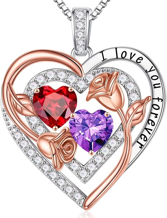 Iefil Mothers Day Gifts for Wife - Sterling Silver Birthstone Necklace Birthday Gifts for Her Wife