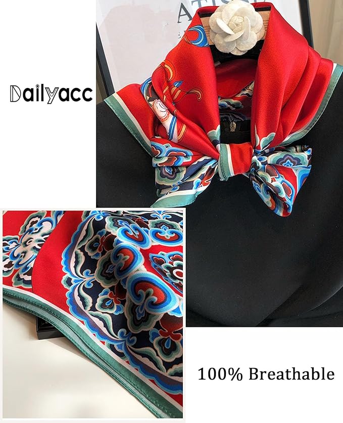 Dailyacc Hair Bandanas Scarf For Women Lightweight Fashion Neck Silk Satin Head Scarves For Sleeping Handbags Scarf