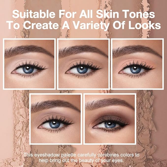 Mini 5-Color Matte Nude Neutral Brown Eyeshadow Palette – Soft Ivory, Peach Nude & Mocha Browns, High Pigment Blendable Long-Lasting All Matte Eye Shadow Kit for Daily Natural Makeup & Mature Eyes