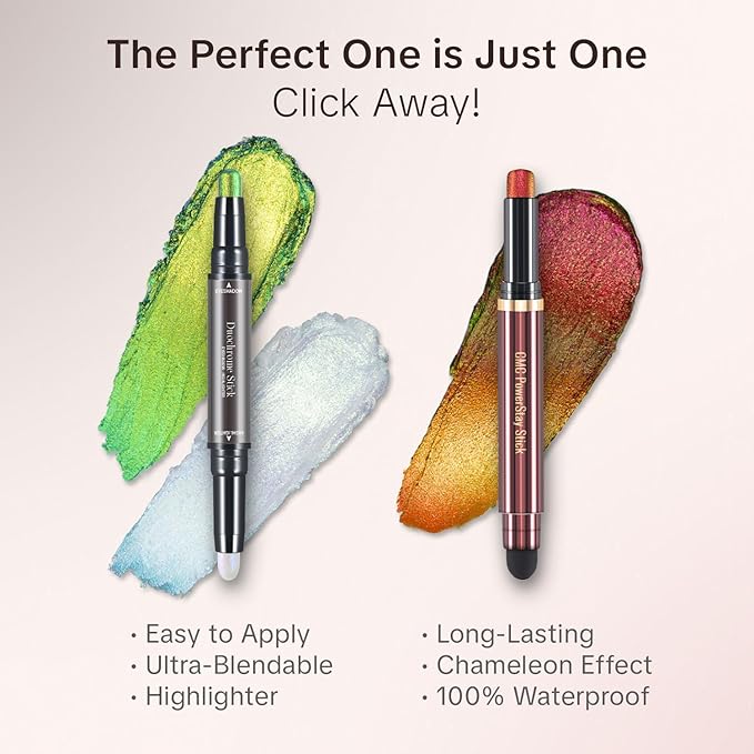 CHARMACY New Duochrome Long Stay Eyeshadow Stick, Creamy Eye Shadow Stick, Multicolor-Shifting Glitter Eyeshadow, Waterproof & Smudge-Proof, High Pigmented, Built-in Smudger #07