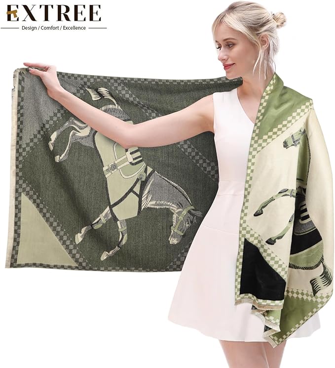 EXTREE Scarfs for Women Pashmina Silky Shawl Wrap for Evening Dressing Blanket Open Front Poncho Cape