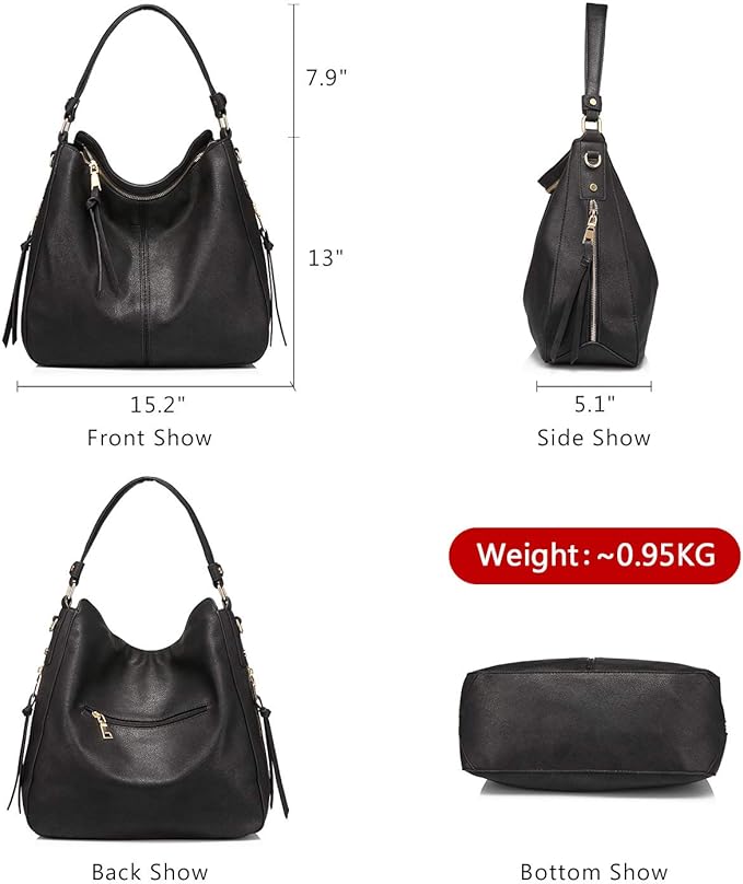 Realer Hobo Crossbody Bags for Women Designer Faux Leather Hobo Handbags Retro Large Size Shoulder Bag Bucket Purse