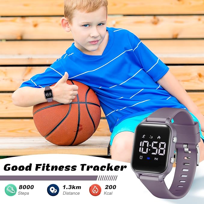 L LAVAREDO Kids Digital Watches for Boys Girls,Waterproof Sport Watch with Pedometer Stopwatch Vibration Alarm for Ages 5-13,No App Fitness Tracker Watch for Kids Teens Birthday Christmas Gifts