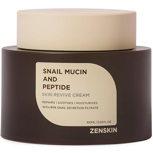 Snail Mucin & Peptide Skin Revive Cream, Deep Hydration, Youthful Appearance with 90% Snail Mucin & 5 Peptides for Smooth, Youthful, Radiant Skin, 100ml