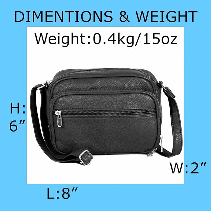 Cowhide Leather Women's Shoulder Purse Small Cross Body Organizer Bag with Many Pockets