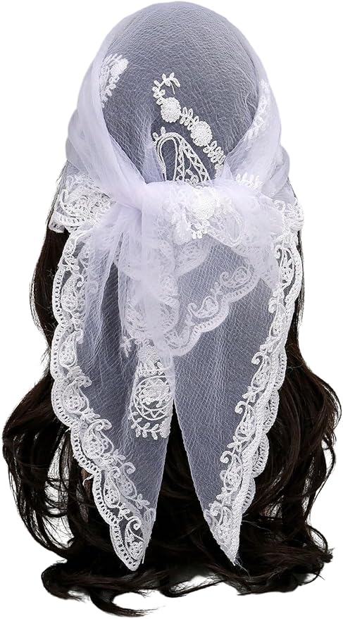 Floerns Women's Flower Embroidery Hair Scarf Headband Sheer Lace Hair Bandana