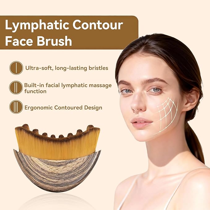 New Lymphatic Contour Face Brush - Dry Brushing Face Massager for Lymphatic Drainage, Chin & Jawline Sculpting - Ergonomic Skin Fit Design to Reduce Puffiness, Relieve Fatigue