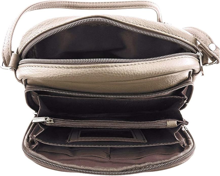 Cowhide Leather Women's Shoulder Purse Small Cross Body Organizer Bag with Many Pockets