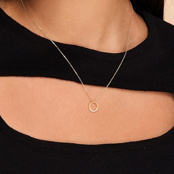 Gelin Diamond Circle Necklace in 14K Solid Gold