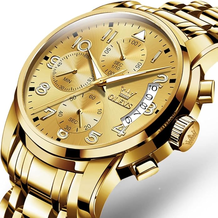 OLEVS Mens Watches Waterproof Stainless Steel Adjustable Bracelet Watch Quartz Analog Watch for Men Fashion Business Classic Mens's Wrist watch's Casual Watches Gold/Blue/Black/White/Face/Dial