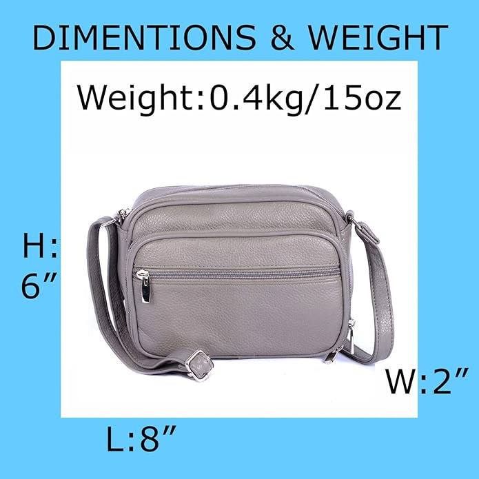 Cowhide Leather Women's Shoulder Purse Small Cross Body Organizer Bag with Many Pockets
