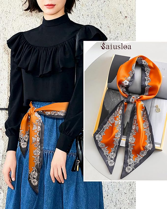 Purse Scarf For Handbags Head Scarves For Women's Hair Bags Scarfs Long Skinny Scarves Fashion Silky