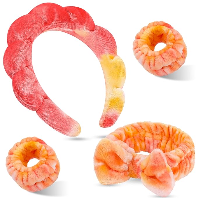 Spa Headband & Wristband Set for Women – Puffy Sponge Makeup Headband for Washing Face, Skincare Hairband, Cute Presents for Teenage Girls and Trendy Teen Girl Gifts