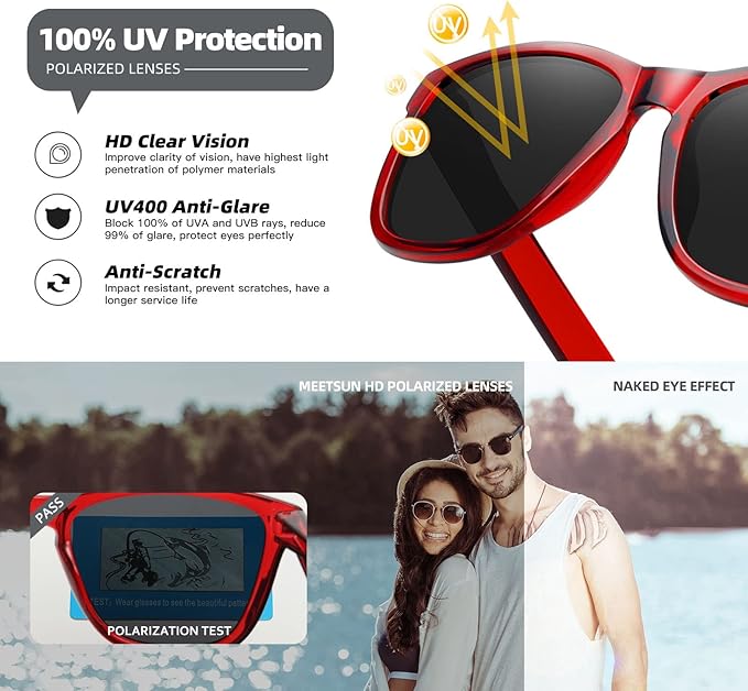 MEETSUN Polarized Sunglasses for Women Men Trendy Classic Retro Designer Style