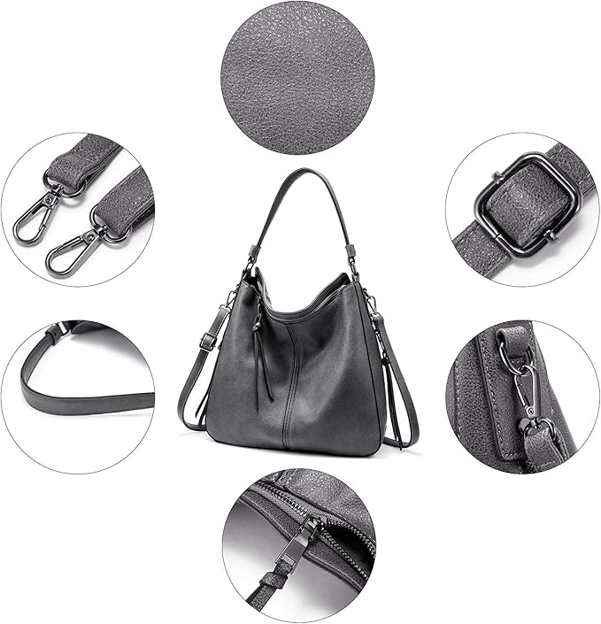 Realer Hobo Crossbody Bags for Women Designer Faux Leather Hobo Handbags Retro Large Size Shoulder Bag Bucket Purse
