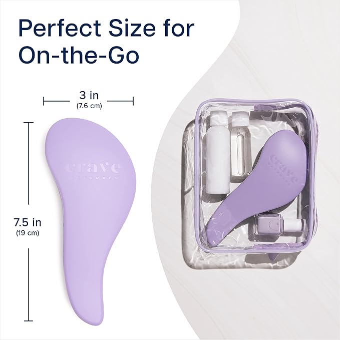 Crave Naturals Glide Thru Detangling Brush, Detangler Brush for Curly, Straight, Wet and Dry Hair Comb for Adults and Kids, Hair Accessories for Women, Turquoise and Purple