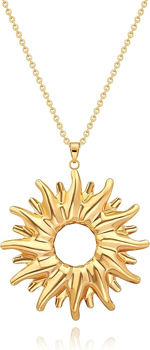 SOFYBJA 18K Gold Plated Circle Pendant Necklace Long Satellite Beaded Chain Jewelry for Women Dainty Hammered Karma Open Circle Charm Geometric Necklace