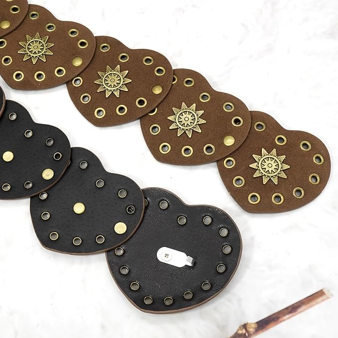 Wide Disc Belt for Women Vintage Hollow Boho Leather Belt Western Chunky Waist Belt Cowboy Metal Buckle Concho Belts
