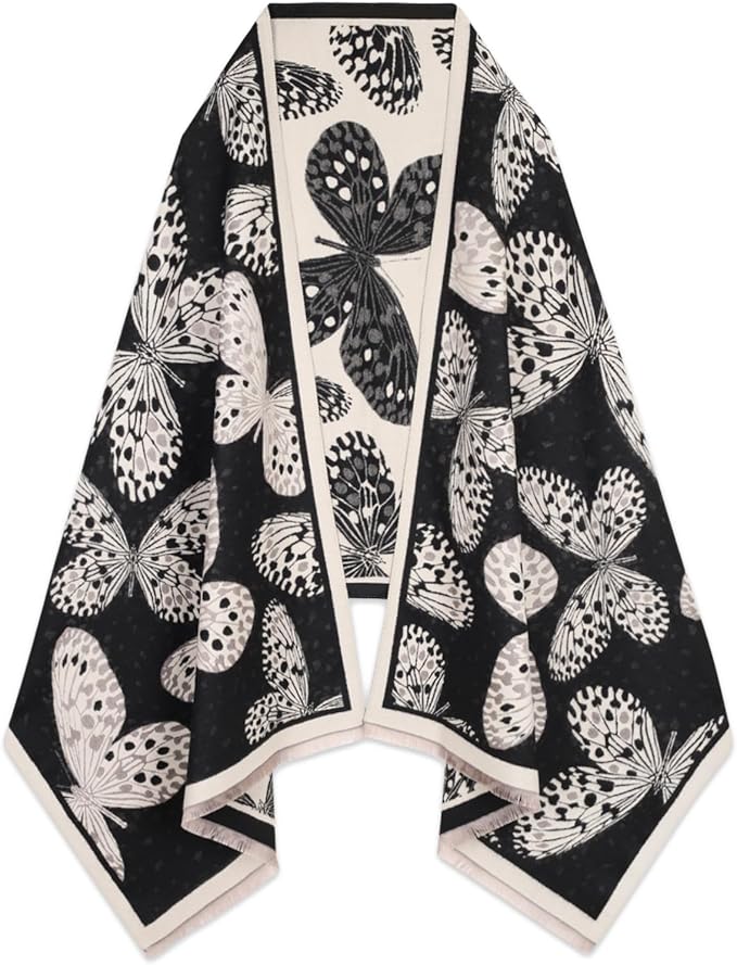 EXTREE Scarfs for Women Pashmina Silky Shawl Wrap for Evening Dressing Blanket Open Front Poncho Cape