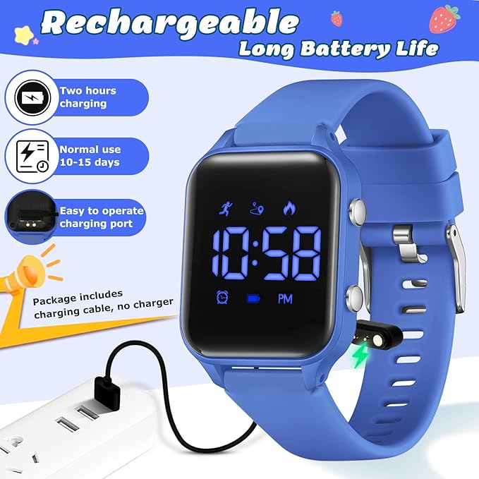L LAVAREDO Kids Digital Watches for Boys Girls,Waterproof Sport Watch with Pedometer Stopwatch Vibration Alarm for Ages 5-13,No App Fitness Tracker Watch for Kids Teens Birthday Christmas Gifts