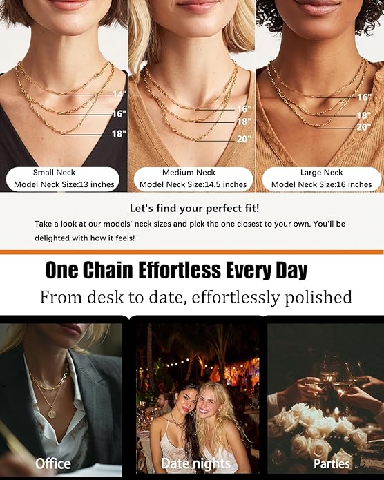 Link Gold Chain 14K Gold Plated Trendy Rope Paperclip Thick Chain Necklace Minimalist Layered Gold Chain Choker Necklaces for Women
